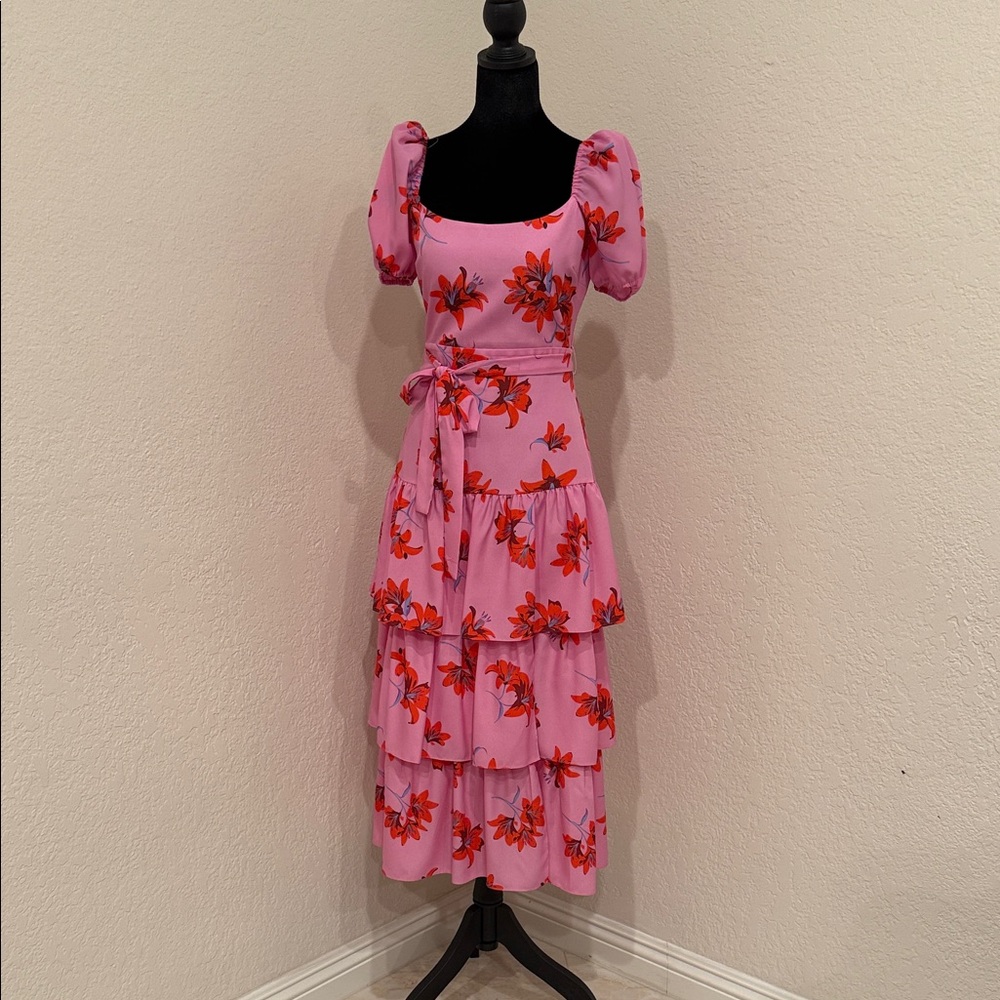 Likely Pink Floral Tiered Maxi Dress